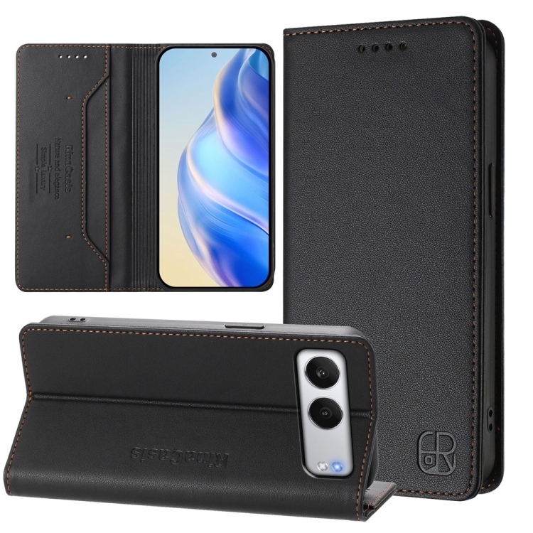 

For OnePlus Nord 4 RC01 Dual-Folded Magnetic Suction RFID Leather Phone Case(Black)