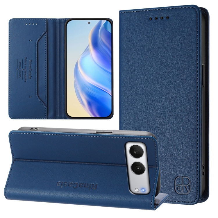 

For OnePlus Nord 4 RC01 Dual-Folded Magnetic Suction RFID Leather Phone Case(Dark Blue)