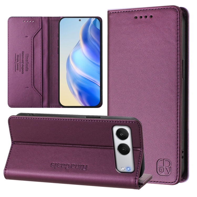 

For OnePlus Nord 4 RC01 Dual-Folded Magnetic Suction RFID Leather Phone Case(Violet)