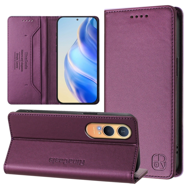 

For OnePlus Nord CE4 Lite RC01 Dual-Folded Magnetic Suction RFID Leather Phone Case(Violet)