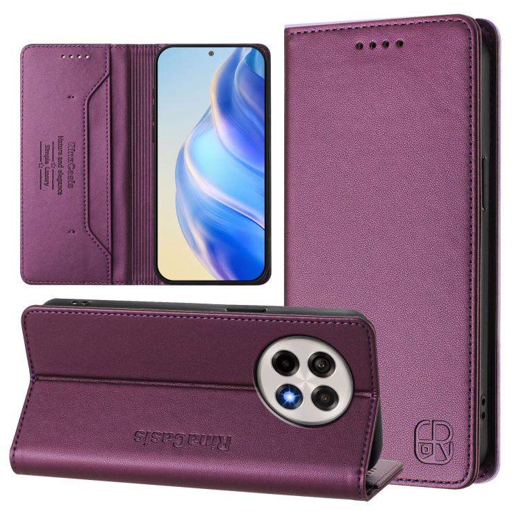 

For OnePlus 13R / Ace 5 / Ace 5 Pro RC01 Dual-Folded Magnetic Suction RFID Leather Phone Case(Violet)