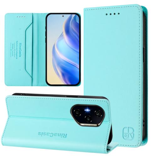 

For Honor 300 Pro / 300 Ultra RC01 Dual-Folded Magnetic Suction RFID Leather Phone Case(Mint Green)