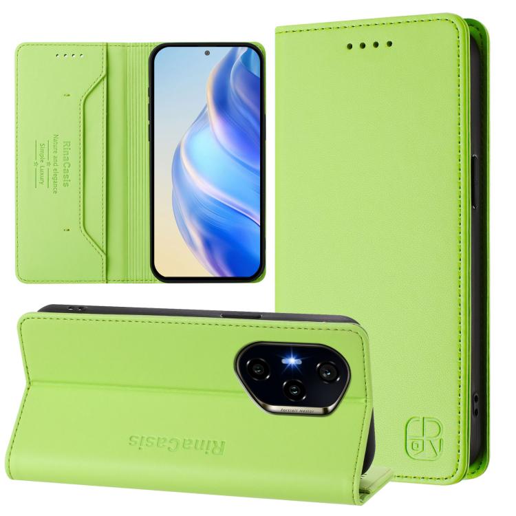 

For Honor 300 Pro / 300 Ultra RC01 Dual-Folded Magnetic Suction RFID Leather Phone Case(Grass Green)