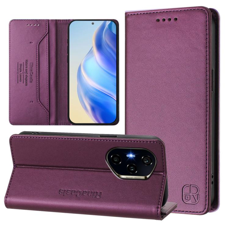 

For Honor 300 Pro / 300 Ultra RC01 Dual-Folded Magnetic Suction RFID Leather Phone Case(Violet)
