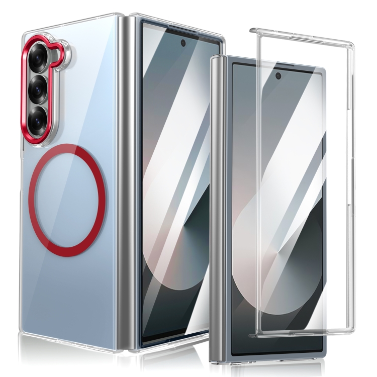 

For Samsung Galaxy Z Fold6 lce Folding Series MagSafe Integrated Clear PC Phone Case(Red)