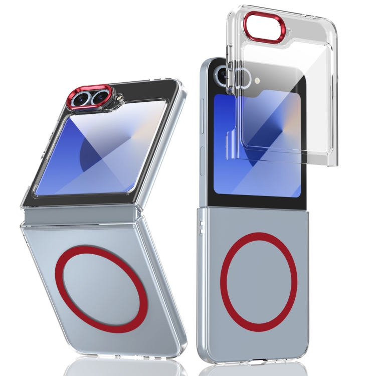 

For Samsung Galaxy Z Flip5 lce Folding Series MagSafe Integrated Clear PC Phone Case(Red)