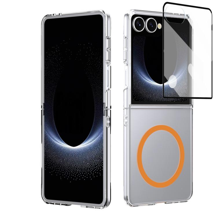 For Galaxy Z Flip8 5G lce Folding Series MagSafe Integrated Clear PC Phone Case(Orange)