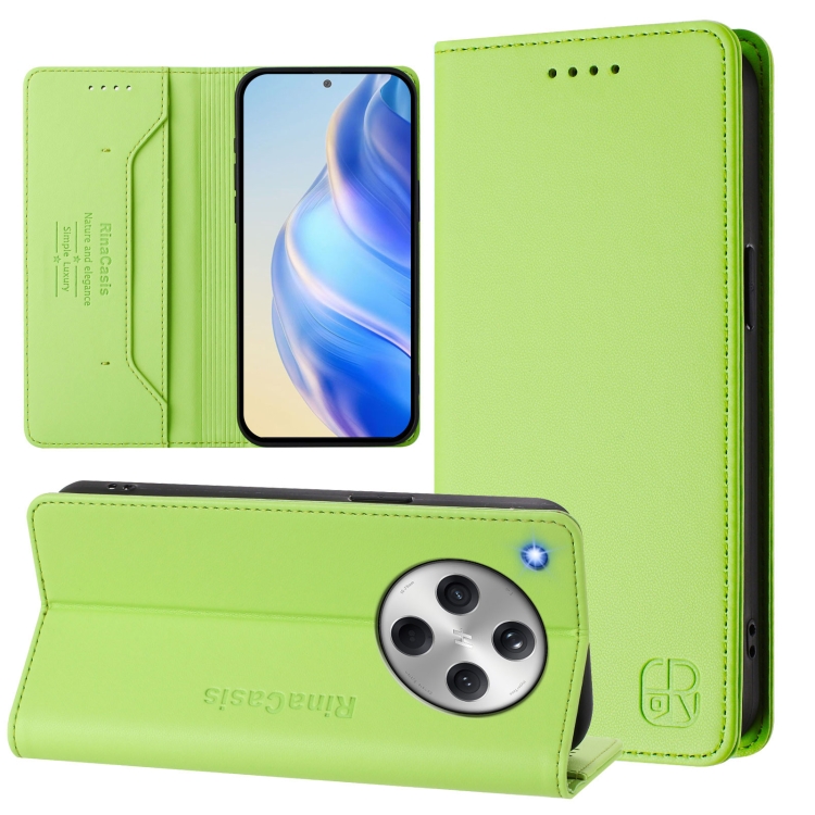 

For OPPO Find X8 RC01 Dual-Folded Magnetic Suction RFID Leather Phone Case(Grass Green)