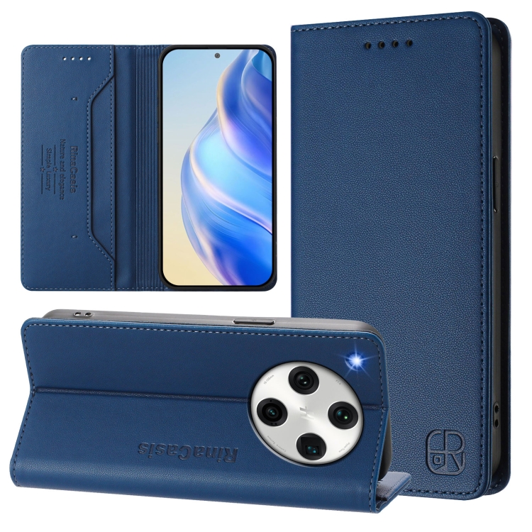 

For OPPO Find X8 Pro RC01 Dual-Folded Magnetic Suction RFID Leather Phone Case(Dark Blue)