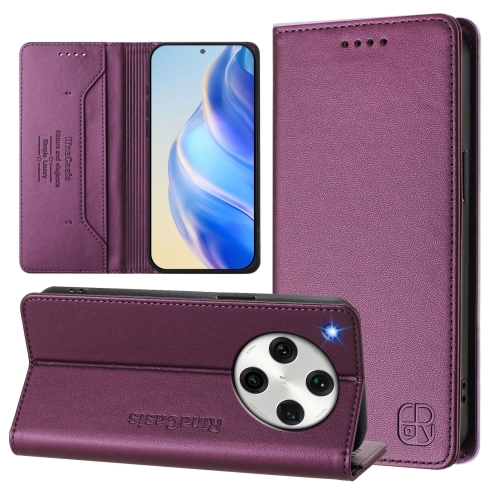 

For OPPO Find X8 Pro RC01 Dual-Folded Magnetic Suction RFID Leather Phone Case(Violet)
