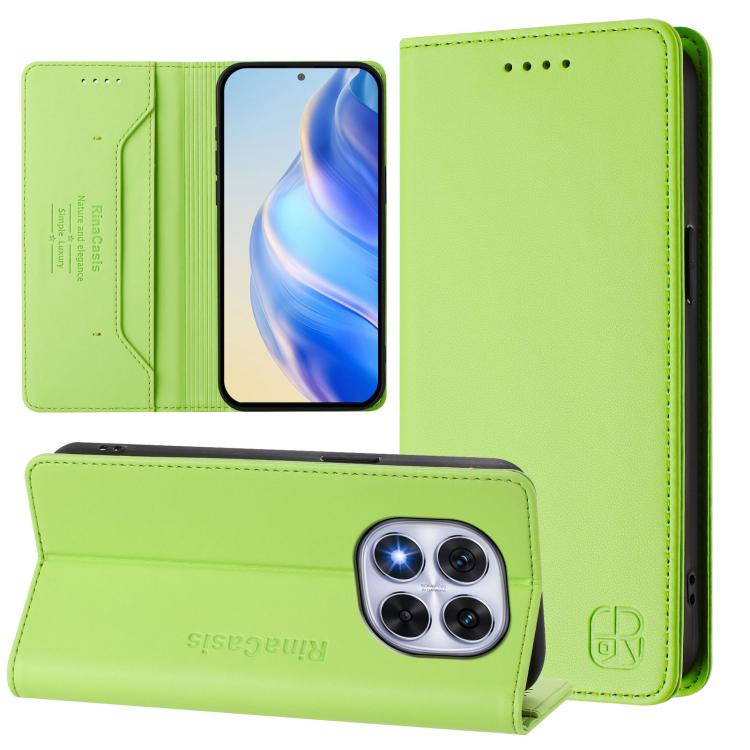 

For Xiaomi Poco X7 5G / Redmi Note 14 Pro 5G RC01 Dual-Folded Magnetic Suction RFID Leather Phone Case(Grass Green)