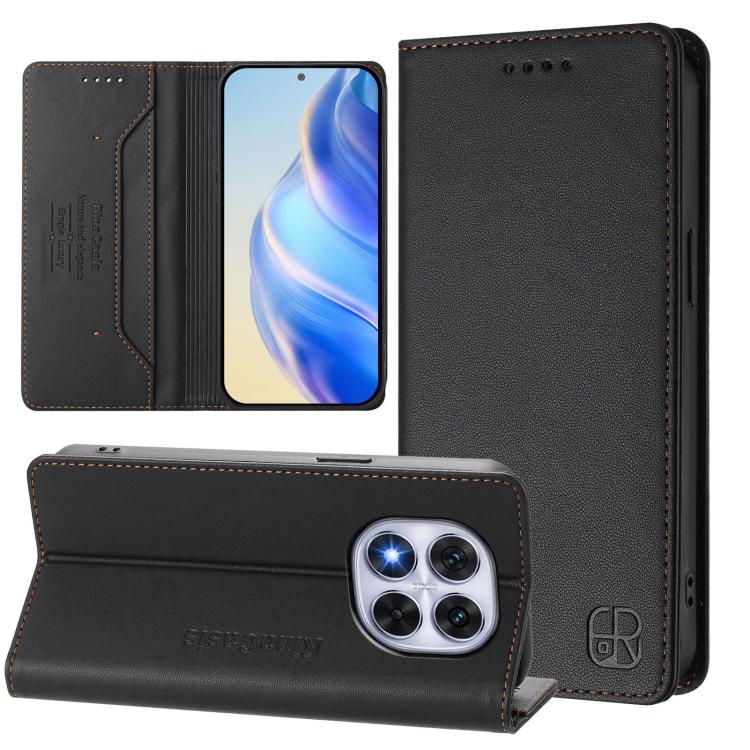 

For Xiaomi Poco X7 5G / Redmi Note 14 Pro 5G RC01 Dual-Folded Magnetic Suction RFID Leather Phone Case(Black)