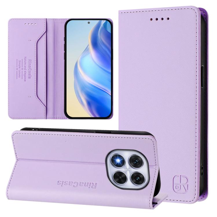 

For Xiaomi Poco X7 5G / Redmi Note 14 Pro 5G RC01 Dual-Folded Magnetic Suction RFID Leather Phone Case(Light Purple)