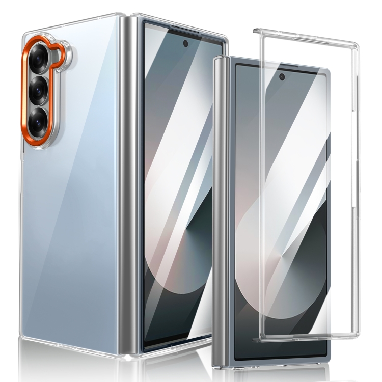 

For Samsung Galaxy Z Fold6 lce Folding Series Integrated Clear PC Phone Case(Orange)