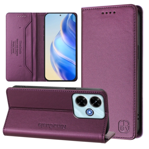 

For Redmi 13 5G / 4G Global RC01 Dual-Folded Magnetic Suction RFID Leather Phone Case(Violet)