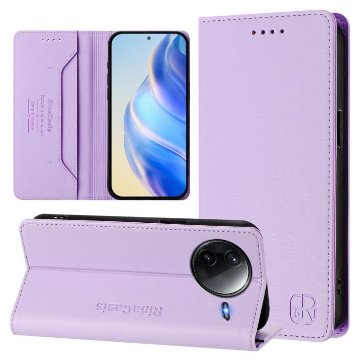 

For Redmi K80 / K80 Pro RC01 Dual-Folded Magnetic Suction RFID Leather Phone Case(Light Purple)