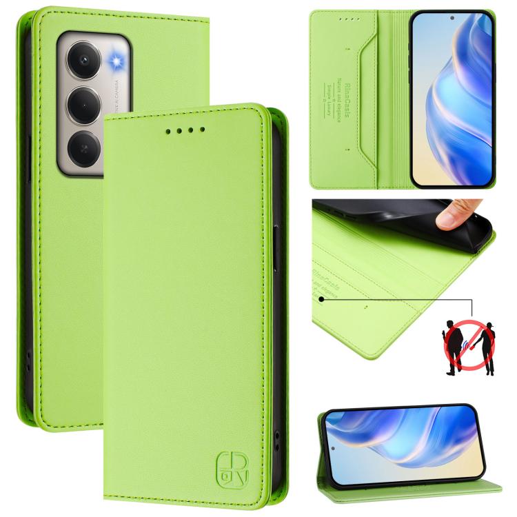 

For Redmi 15 5G / 4G EU 171mm RC01 Dual-Folded Magnetic Suction RFID Leather Phone Case(Grass Green)
