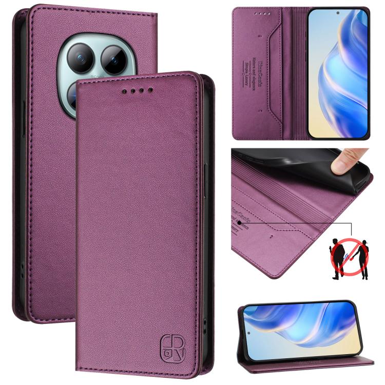 

For Redmi Note 15 Pro+ 5G Global 163.3mm RC01 Dual-Folded Magnetic Suction RFID Leather Phone Case(Violet)
