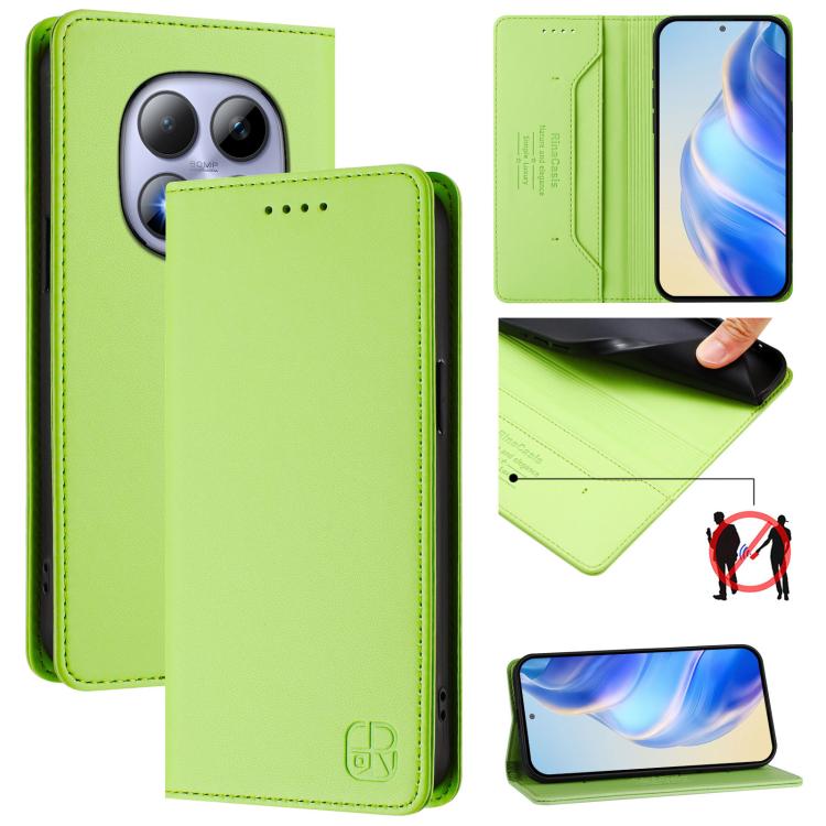 

For Redmi Note 15 Pro 5G Global 163.6mm RC01 Dual-Folded Magnetic Suction RFID Leather Phone Case(Grass Green)