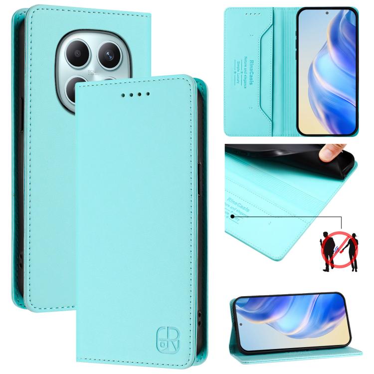 

For Redmi Note 15 4G / 5G Global 164mm RC01 Dual-Folded Magnetic Suction RFID Leather Phone Case(Mint Green)