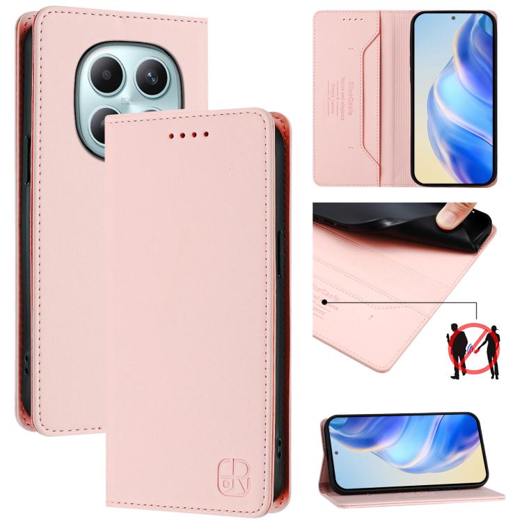 

For Redmi Note 15 5G Global 164mm RC01 Dual-Folded Magnetic Suction RFID Leather Phone Case(Pink)