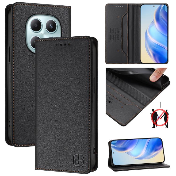 

For Redmi Note 15 5G Global 164mm RC01 Dual-Folded Magnetic Suction RFID Leather Phone Case(Black)