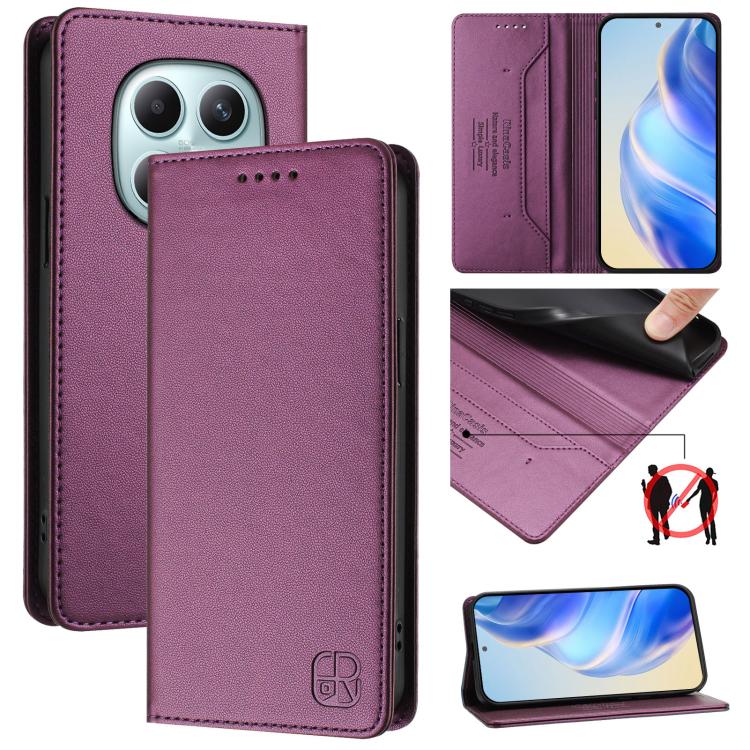 

For Redmi Note 15 5G Global 164mm RC01 Dual-Folded Magnetic Suction RFID Leather Phone Case(Violet)