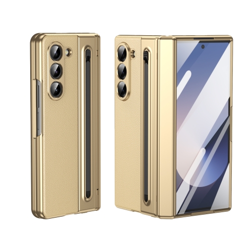 

For Samsung Galaxy Z Fold5 Integrated PC + PU Phone Case with Pen / Pen Box(Gold)