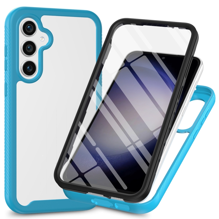 

For Samsung Galaxy S24 5G Starry Sky Solid Color Series PC + TPU Phone Case with PET Film(Sky Blue)