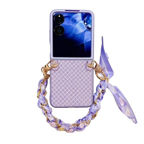 For Xiaomi Mix Flip Sparkling Diamond Rhombus PC Phone Case with Silk Scarf Bracelet(Purple)