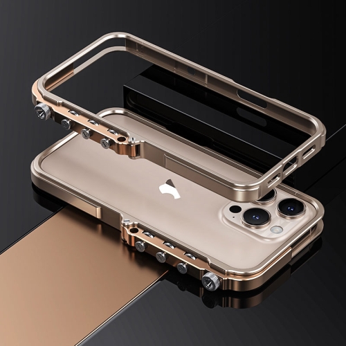 

For iPhone 16 Pro Max Mechanical Armor Creative Metal Frame Aluminum Alloy Phone Case(Gold)