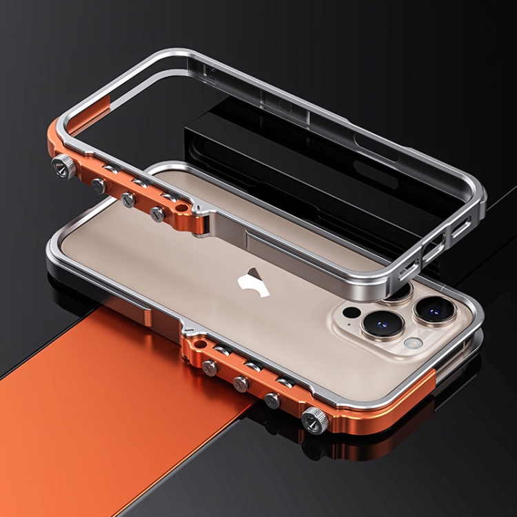 

For iPhone 16 Pro Mechanical Armor Creative Metal Frame Aluminum Alloy Phone Case(Silver)