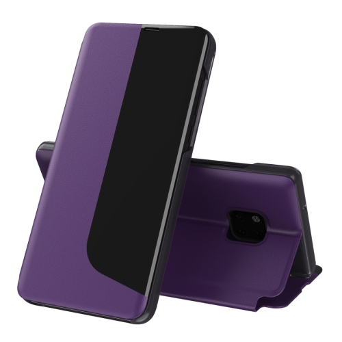 

For Huawei Mate 20 Pro Side Display Shockproof Horizontal Flip Leather Case with Holder & Call Answering Function & Sleep / Wake-up(Purple)