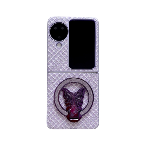 

For OPPO Find N3 Flip Sparkling Diamond Rhombus PC Phone Case with Holder(Purple)