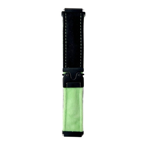 

20mm Snap Button Brushed Plush Watch Band(Black Glass Green)