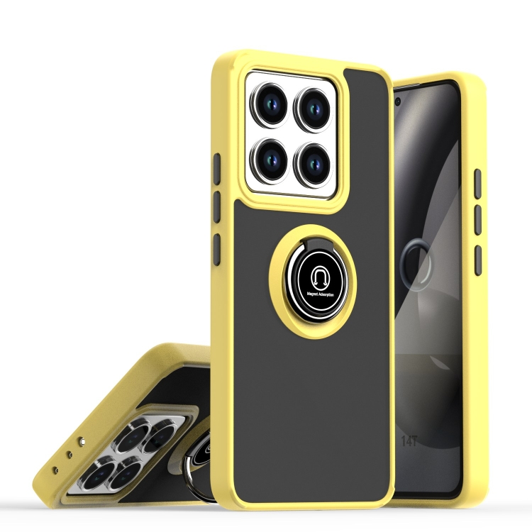 

For Xiaomi 14T Q Shadow 1 Series TPU + PC Phone Case with Ring(Yellow)