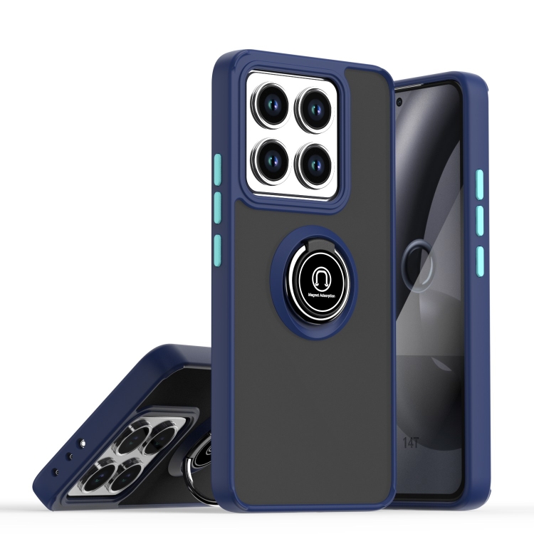COMAKU Cover Armor Per Motorola Edge 30 Neo / Edge 30 Lite - Custodia TPU+PC Antiurto Con Anello Portadito E Supporto, Scorrevole Protezione Fotocamera, Blu