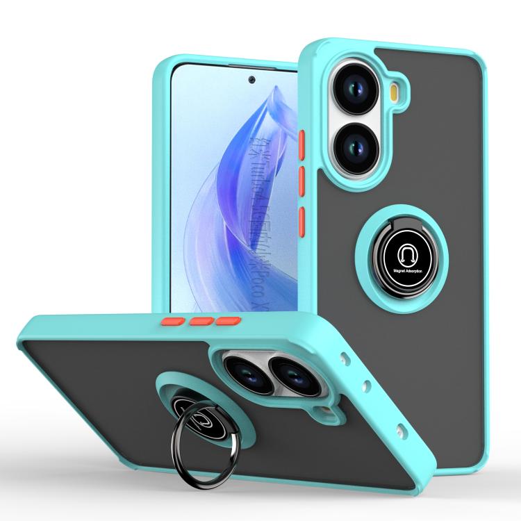 

For Xiaomi Poco X7 Pro Q Shadow 1 Series TPU + PC Phone Case with Ring(Sky Blue)