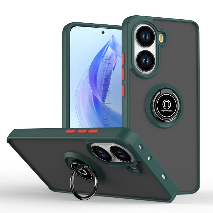 

For Xiaomi Poco X7 Pro Q Shadow 1 Series TPU + PC Phone Case with Ring(Dark Green)