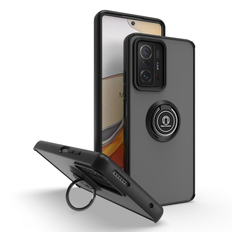 

For Xiaomi 11T Q Shadow 1 Series TPU + PC Phone Case with Ring(Black+Red)