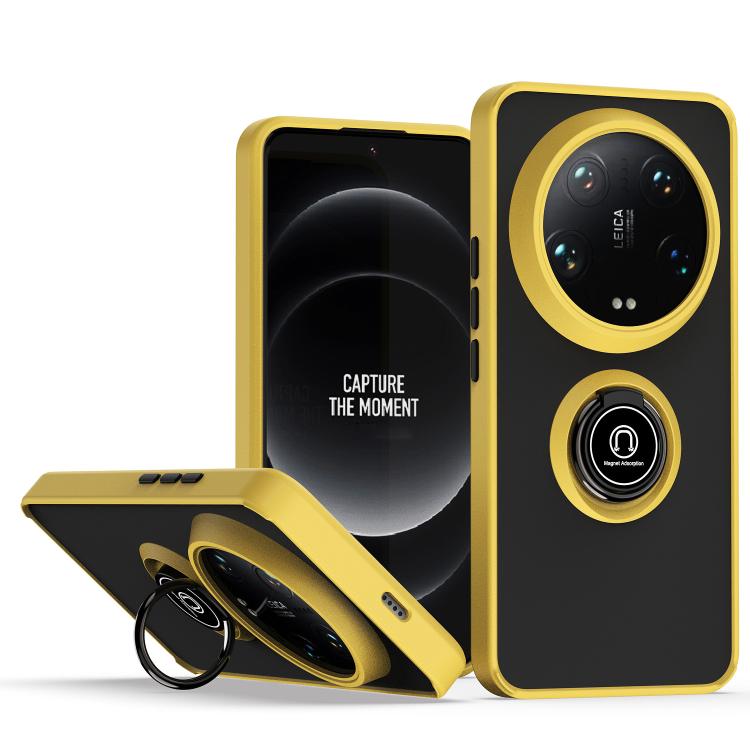 

For Xiaomi 14 Ultra Q Shadow 1 Series TPU + PC Phone Case with Ring(Yellow)