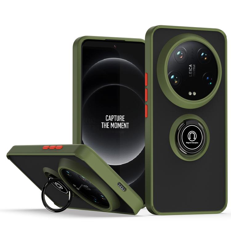 

For Xiaomi 14 Ultra Q Shadow 1 Series TPU + PC Phone Case with Ring(Army Green)