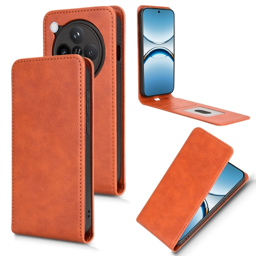 

For OPPO Find X8 Magnetic Vertical Flip Leather Phone Case(Brown)