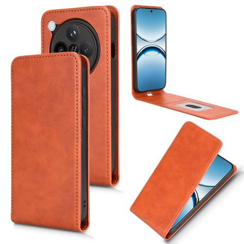 

For OPPO Find X8 Pro Magnetic Vertical Flip Leather Phone Case(Brown)