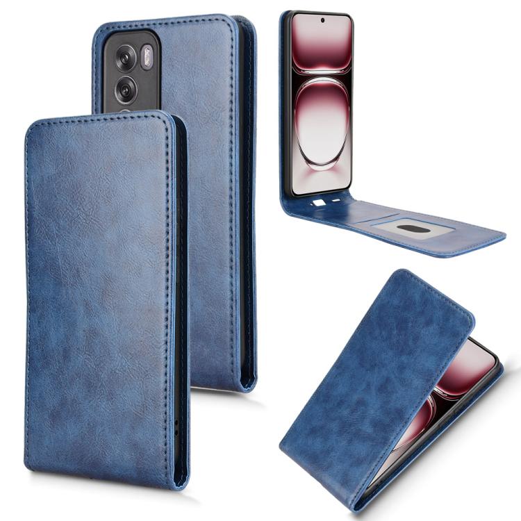 

For OPPO Reno12 5G Global Magnetic Vertical Flip Leather Phone Case(Blue)