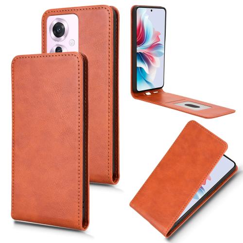 

For OPPO Reno11 PJH110 Magnetic Vertical Flip Leather Phone Case(Brown)