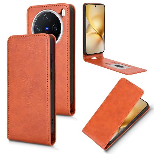 

For vivo X200 Pro mini Magnetic Vertical Flip Leather Phone Case(Brown)