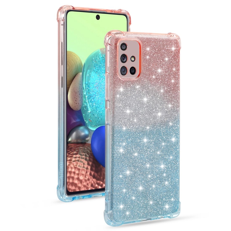 SUNSKY - Para Samsung Galaxy A71 4G Gradient Glitter Powder Capa protetora  TPU à prova de choque (laranja azul)