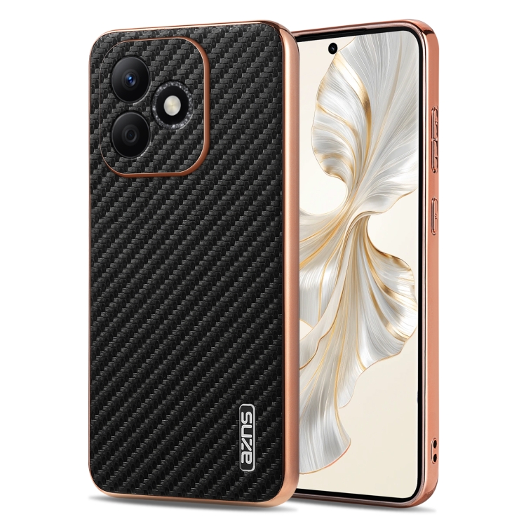 

For Honor X60i AZNS Electroplated Edge Carbon Fiber Texture Phone Case(Black)