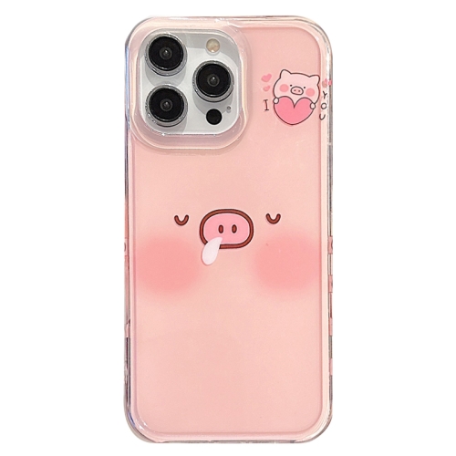 

For iPhone 16 Pro Max Double-sided IMD Printed TPU Phone Case(Pink Pig)